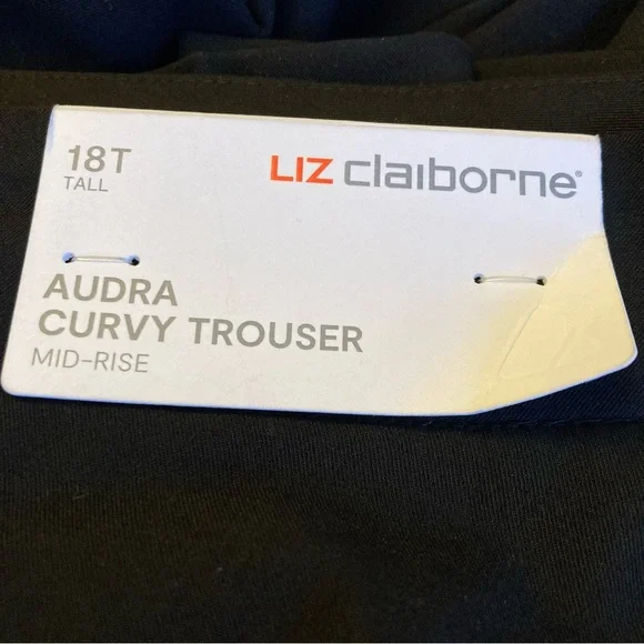 NWT Liz Claiborne Black Audra Curvy Trousers 18T Mid-Rise Straight Leg - Picture 6 of 9